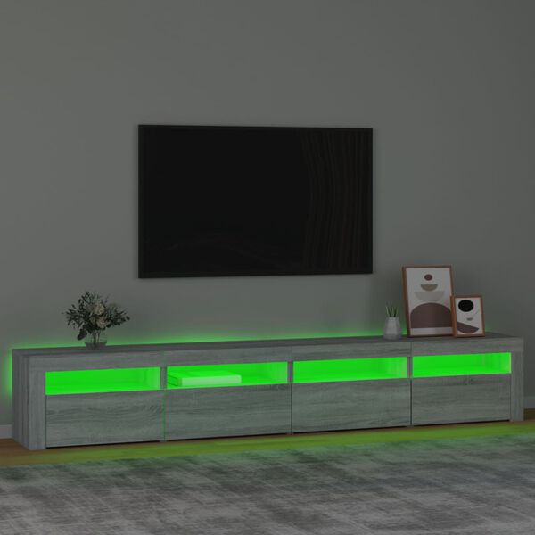 vidaXL TV omarica z LED lučkami siva sonoma 240x35x40 cm