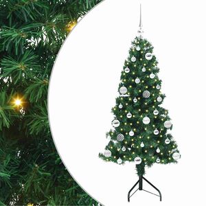 vidaXL Kotično umetno božično drevo Zelena 150 cm PVC in kovina