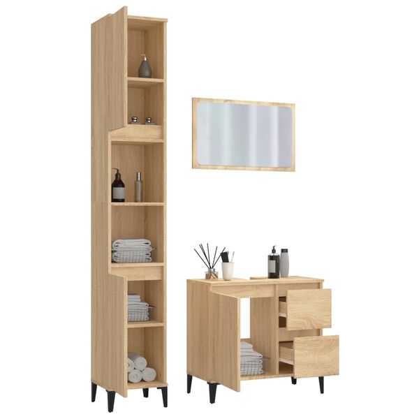 vidaXL Kopalni&scaron;ka garnitura 3-delna sonoma hrast inženirski les