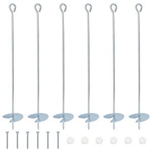 vidaXL Zemeljski klin 6 pcs Srebrna &Oslash;10 x 60 cm Cinkani kovina