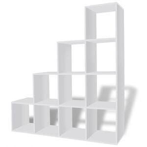 vidaXL Stopničasta knjižna omara/ razstavna polica 142 cm bela