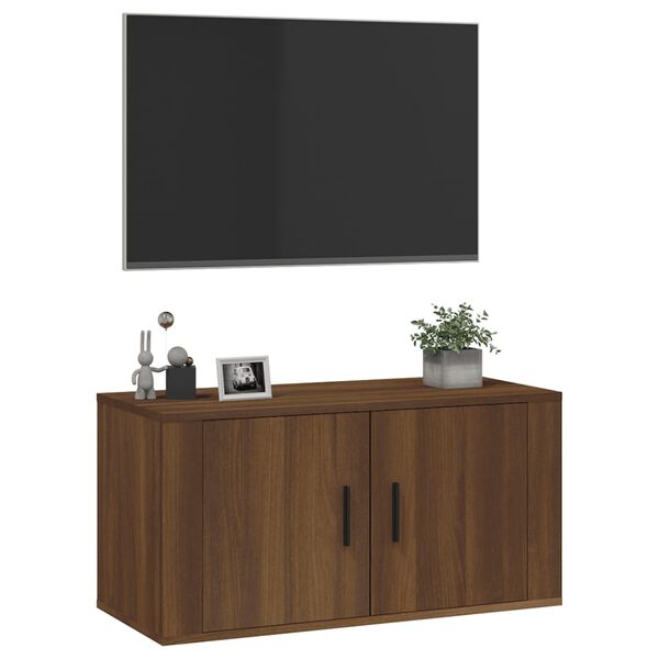 vidaXL Stenska TV omarica rjav hrast 80x34,5x40 cm