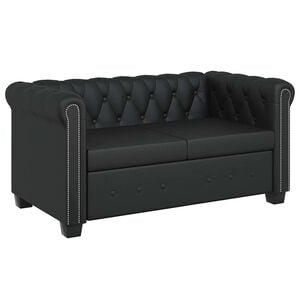 vidaXL Chesterfield kavč dvosed umetno usnje črne barve