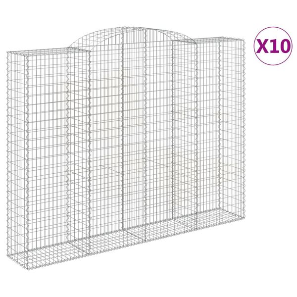 vidaXL Obokane gabion košare 10 kosi 300x50x220/240cm pocinkano železo