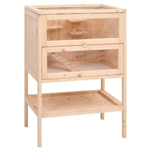 vidaXL Kletka za hrčka 55x40x80 cm masivni les jelke