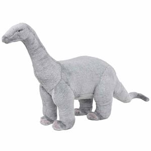 vidaXL Stoječa pli&scaron;asta igrača dinozaver brahiozaver siv XXL