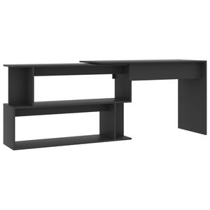vidaXL Kotna pisalna miza siva 200x50x76 cm iverna plo&scaron;ča