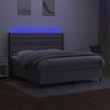 vidaXL Box spring postelja z vzmetnico LED sv. siva 160x200 cm blago
