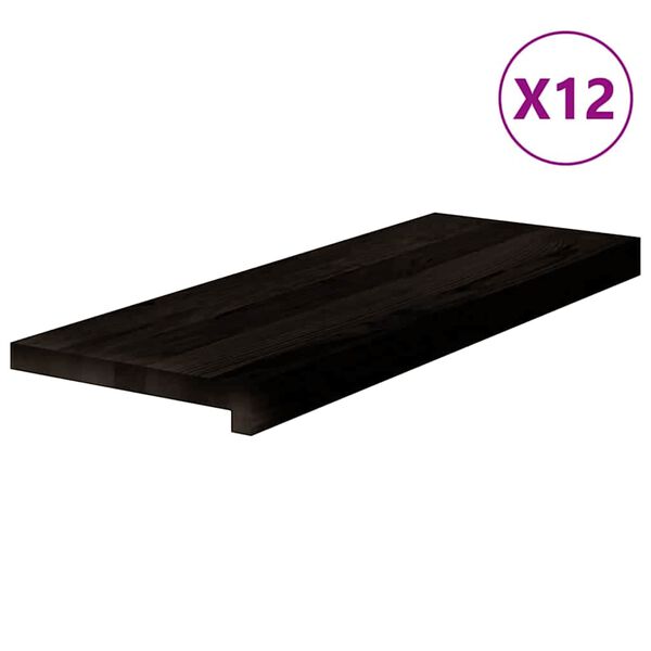 vidaXL Podloge za stopnice 12 kosov rjave 70x25x2 cm trdna hrastovina
