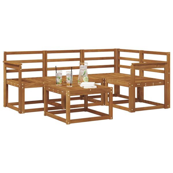 vidaXL Zunanja garnitura za sedenje 5 pcs Naravna Masiven les akacije