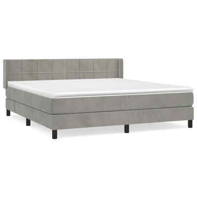 vidaXL Box spring postelja z vzmetnico svetlo siva 160x200 cm žamet
