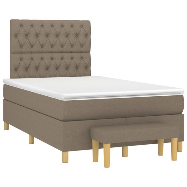 vidaXL Box spring postelja z vzmetnico taupe 120x200 cm blago