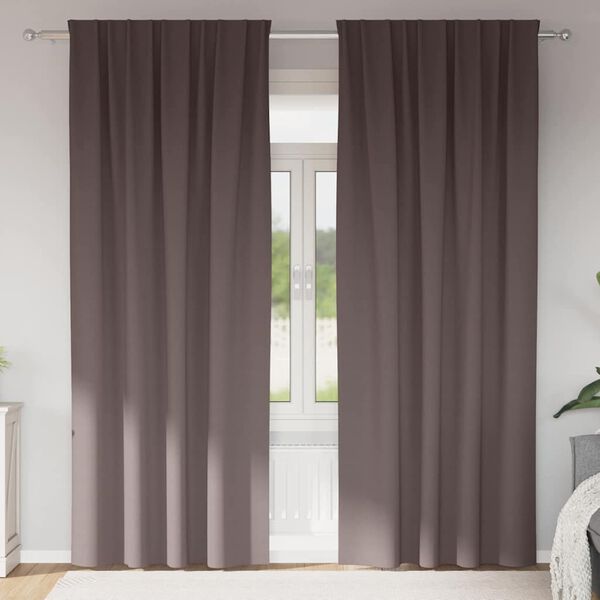 vidaXL Zavese za zatemnitev z obroči 2 pcs Temno rjava 225 x 140 cm
