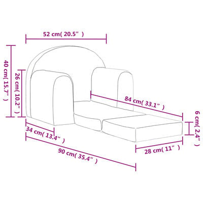vidaXL Otroški raztegljiv kavč moder mehak pliš