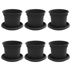 vidaXL Lončki za rastline 6 pcs Črna &Oslash; 12,5 x 10 cm Plastika