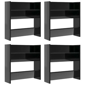 vidaXL Stenske omare za čevlje 4 kosi visok sijaj črne 60x18x80 cm