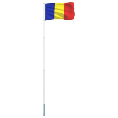 vidaXL Zastava Romunije in aluminijast zastavni drog 4 m
