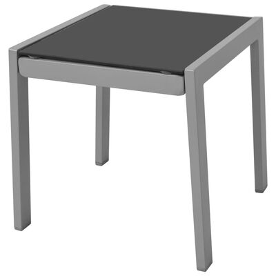 vidaXL Ležalniki z mizico aluminij črni