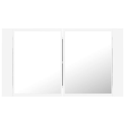 vidaXL LED kopalniška omarica z ogledalom bela 80x12x45 cm akril