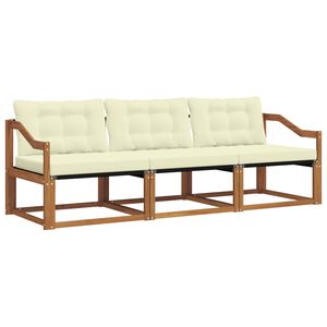 vidaXL Zunanja garnitura za sedenje z blazino 3 pcs Naravna in smetana