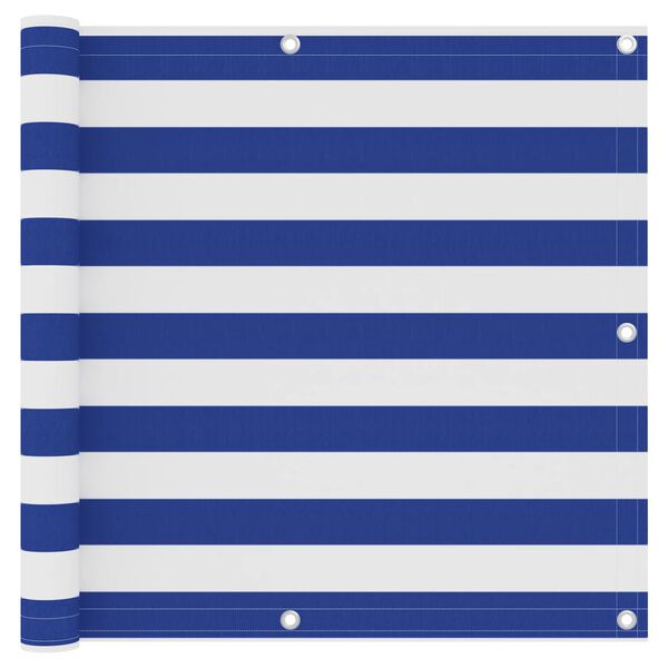 vidaXL Balkonsko platno belo in modro 90x500 cm oksford blago