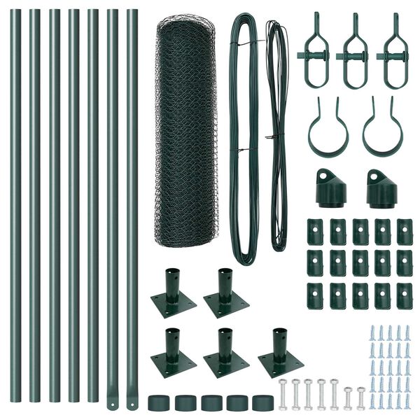 vidaXL Steber ograje. Zelena 10 x 0,4 m (13 mm mreža) Jeklo in PVC