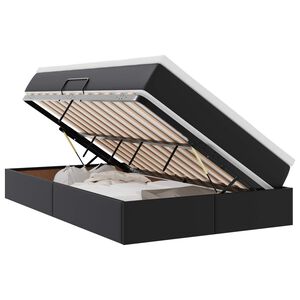 vidaXL Postelja z dodatnim prostorom za shranjevanje in vzmetnico Črna