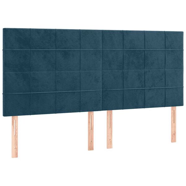 vidaXL Vzglavje postelje temno modro 200x5x118/128 cm žametno