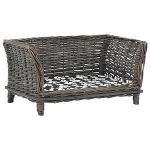 vidaXL Pasja ko&scaron;ara z blazino siva 50x33x30 cm naravna vrba