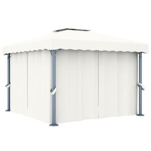 vidaXL Paviljon z zaveso 3x3 m kremno bel aluminij