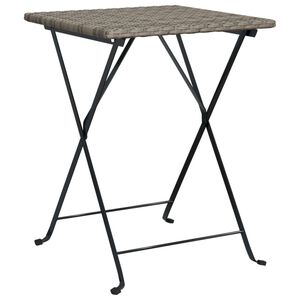 vidaXL Zložljiva bistro miza siva 55x54x71 cm poli ratan