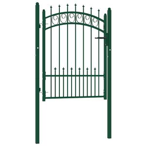 vidaXL Ograjna vrata EMMEN s konicami jeklo 104x109,5 cm zelena