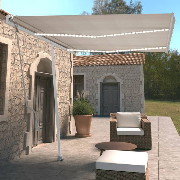 vidaXL Avtomatska tenda LED + senzor 350x250 cm krem