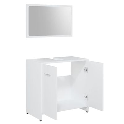 vidaXL Komplet pohištva za kopalnico bel inženirski les