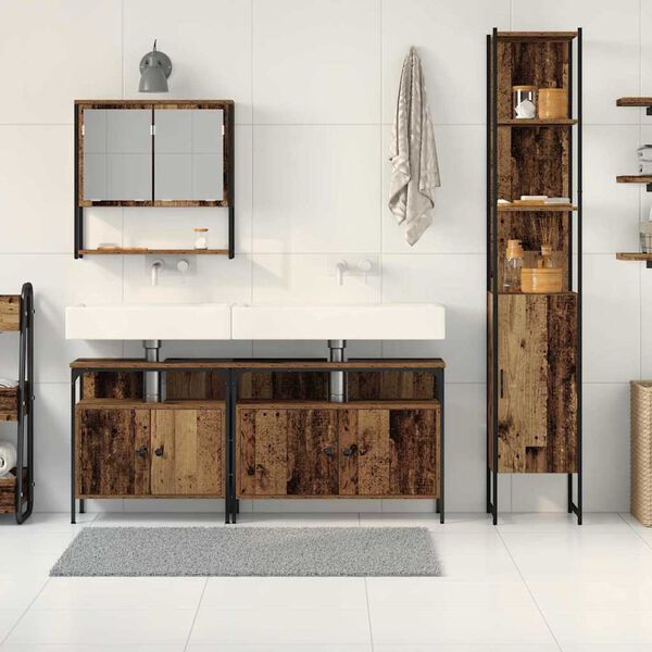 vidaXL Komplet pohi&scaron;tva za kopalnico 4 pcs Star les Konstruiran les