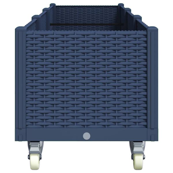 vidaXL Cvetlično korito s kolesi modro sivo 240x50x54 cm PP