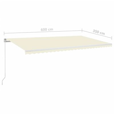 vidaXL Ročno zložljiva tenda 600x350 cm krem