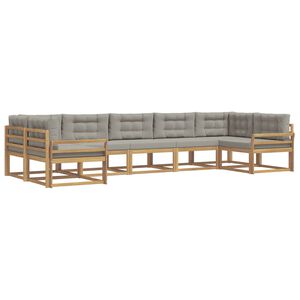 vidaXL Zunanja garnitura za sedenje 7 pcs Bela in svetlo siva