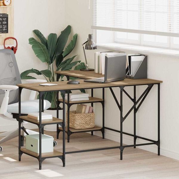 vidaXL Miza Umetni hrast 139 x 139 x 75 cm Konstruiran les