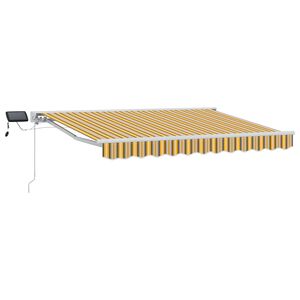 vidaXL Ročno senčilo s LED-ji Rumena, Siva in Bela 2,5 x 2 m