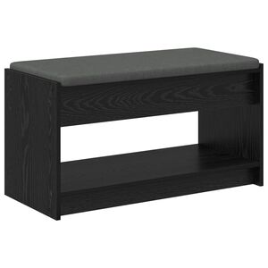 vidaXL Haldna klop Črni Hrast 83 x 38 x 45 cm Oblikovan Les in Tkanina
