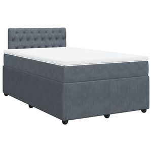 vidaXL Box spring postelja z vzmetnico temno siv 120x190 cm žamet