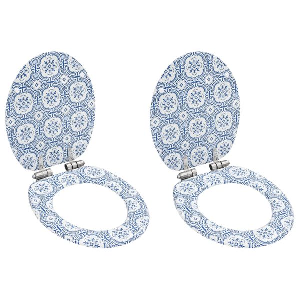 vidaXL Deske za WC školjko s počasnim zapiranjem 2 kosa MDF porcelan