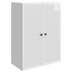 vidaXL Omara za steno Bela visok sijaj 66 x 34,5 x 90 cm