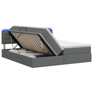 vidaXL LED Postelja za Shranjevanje z Blazino Temno siva 200 x 200 cm