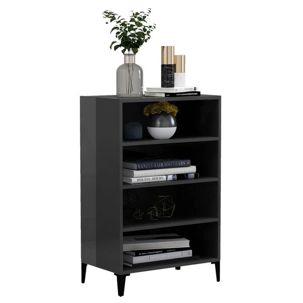 vidaXL Komoda visok sijaj siva 57x35x90 cm iverna plošča