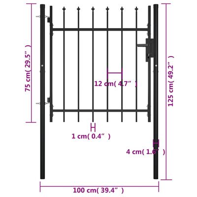 vidaXL Vrata za ograjo koničasta 100x75 cm