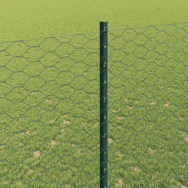 vidaXL Ograja s stebrom Zelena 1,5 x 10 m Jeklo in PVC