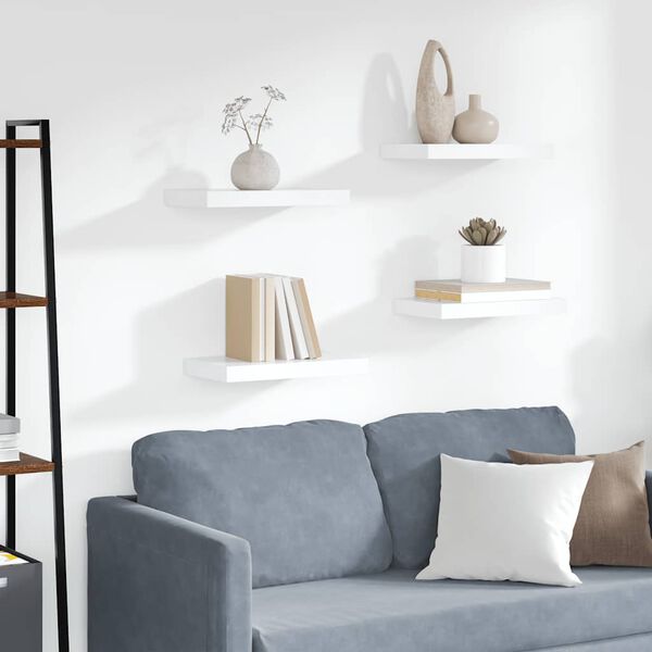 vidaXL Stenske police 4 kosi bele 40x23x3,8 cm MDF