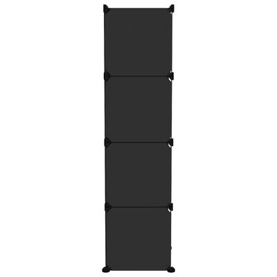 vidaXL Kockasta omarica za shranjevanje z 12 kockami črn PP
